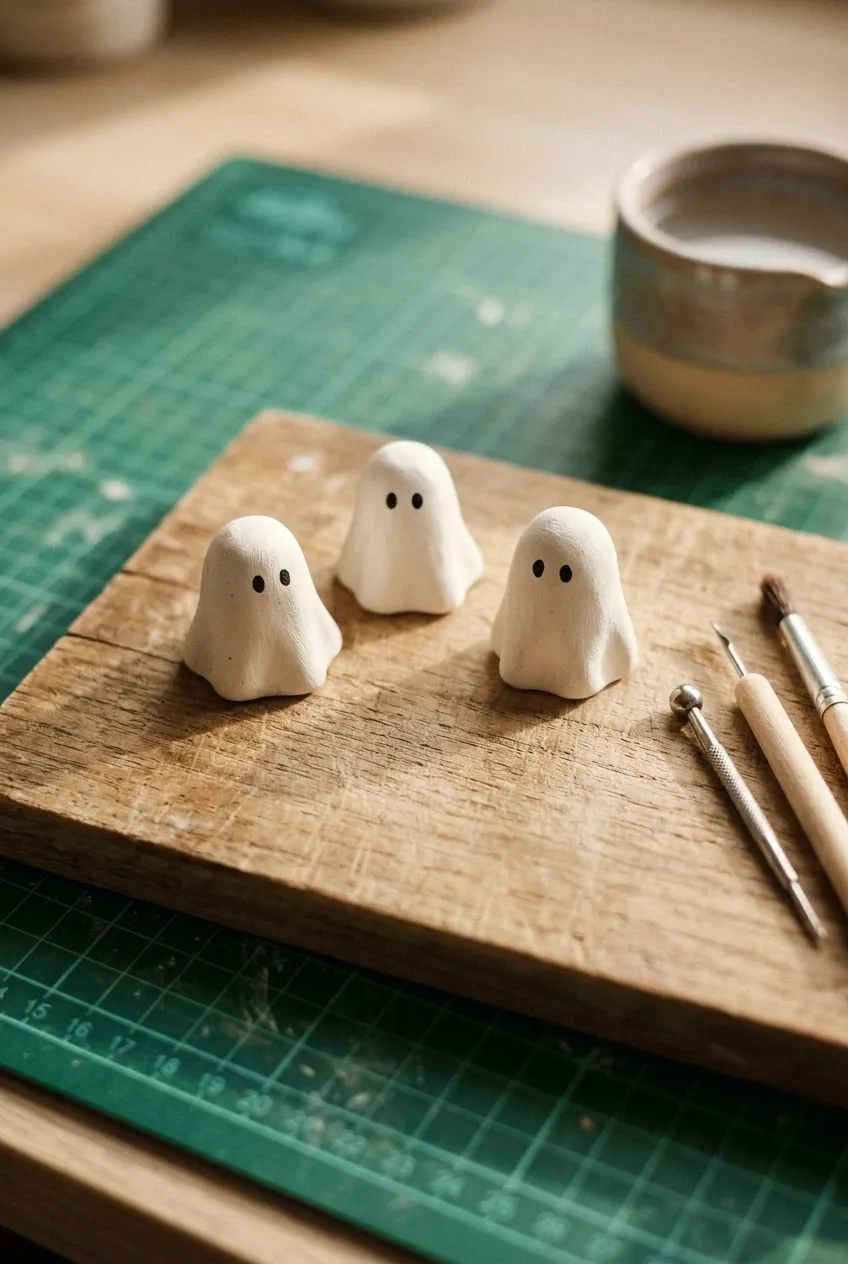 25 Spooky Season Halloween Crafts 14 Air Dry Clay Ghosts