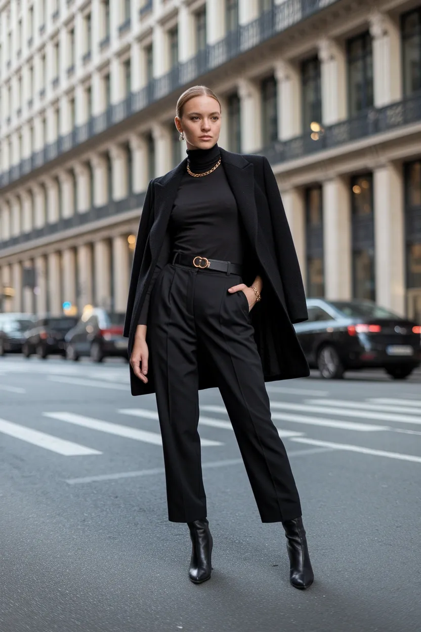 29 Stylish Fall Outfit Ideas for 2026 25 All Black Monochrome Look