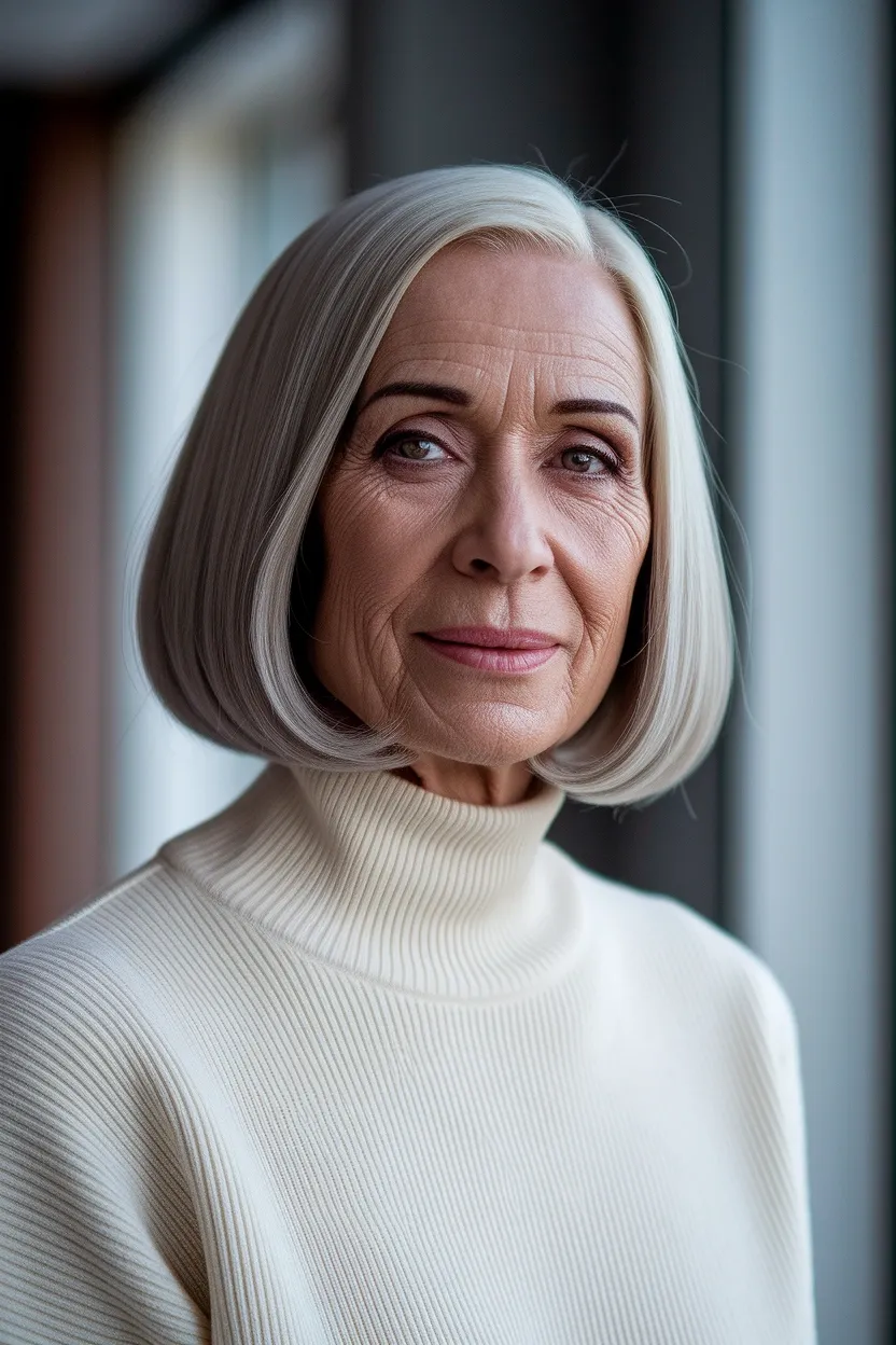 50 Gorgeous Hairstyles for Women Over 60 48 Angled Bob Mature