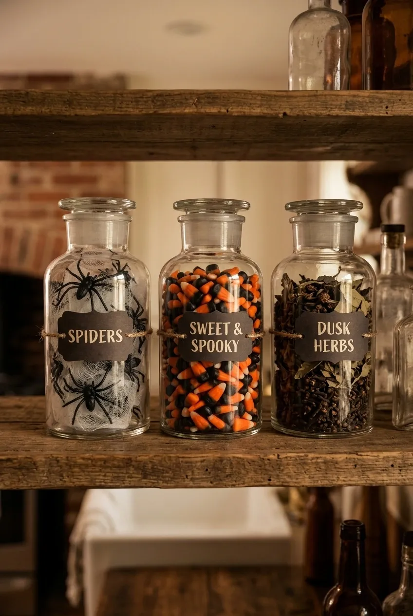 25 Spooky Season Halloween Crafts 11 Apothecary Jar Display