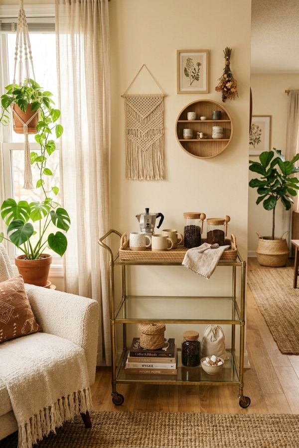 25 Genius DIY Coffee Bar Ideas for Your Home 3 Bar Cart Coffee Station