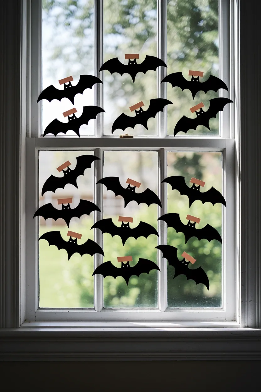 23 Cheap Dollar Store Halloween Decorations 22 Bat Silhouette Window