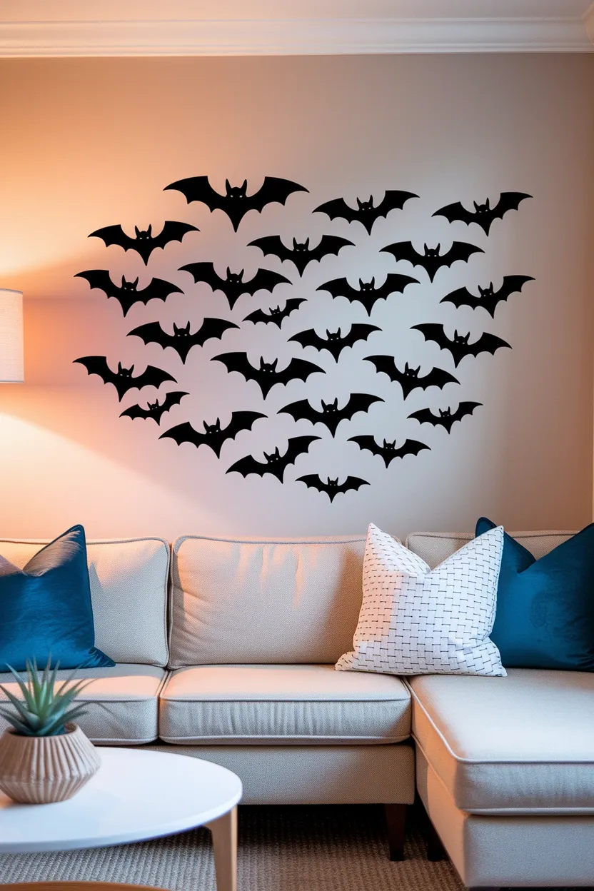 23 Cheap Dollar Store Halloween Decorations 10 Bat Wall Decal Set