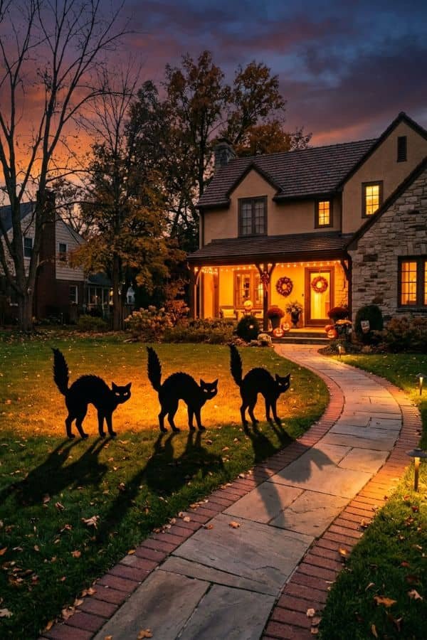 27 Front Yard Halloween Decorations 26 Black Cat Silhouettes