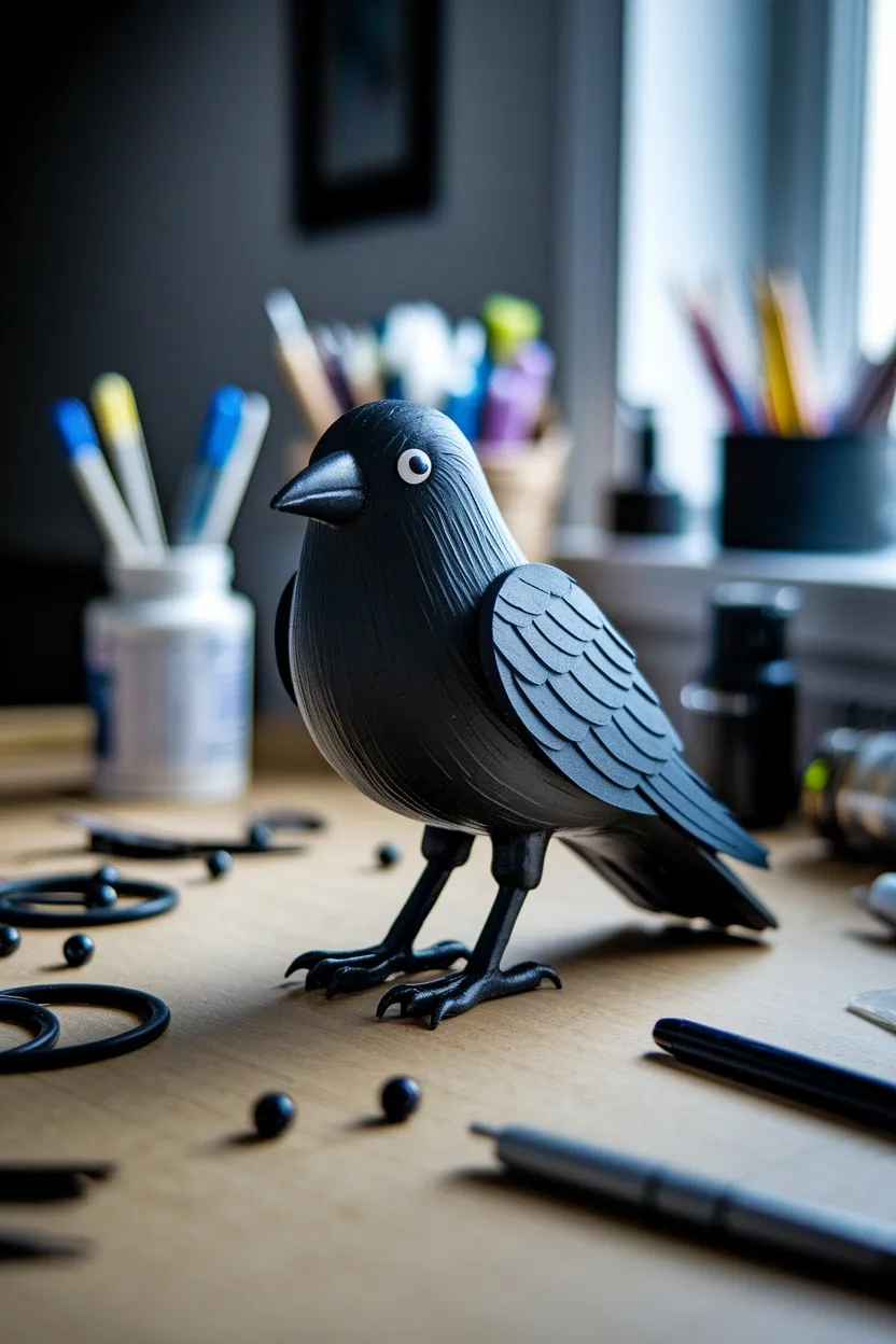 30 DIY Halloween Crafts That Pack More Punch Than Dracula’s Espresso 13 Black Feather Crow Craft