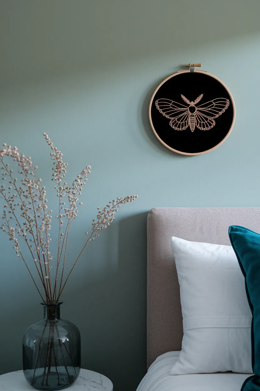 25 Unconventional Halloween Crafts for Adults 9 Black Velvet Embroidery Hoop