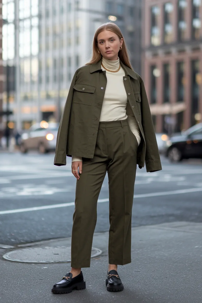 29 Stylish Fall Outfit Ideas for 2026 8 Boxy Utility Jacket Layer