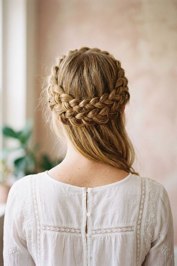 30 Trendy Medium Length Hairstyles You'll Love 25 Braided Crown Style