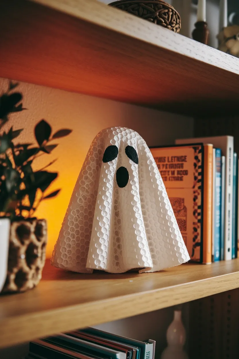 27 DIY Halloween Decorations You Can Make With Things You Already Own 20 Bubble Wrap Ghost