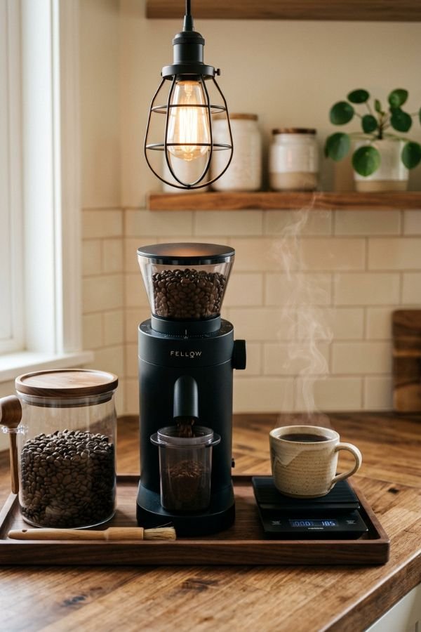 25 Genius DIY Coffee Bar Ideas for Your Home 14 Burr Grinder Station