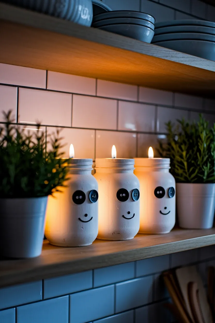 30 DIY Halloween Crafts That Pack More Punch Than Dracula’s Espresso 28 Button Eye Ghost Jars