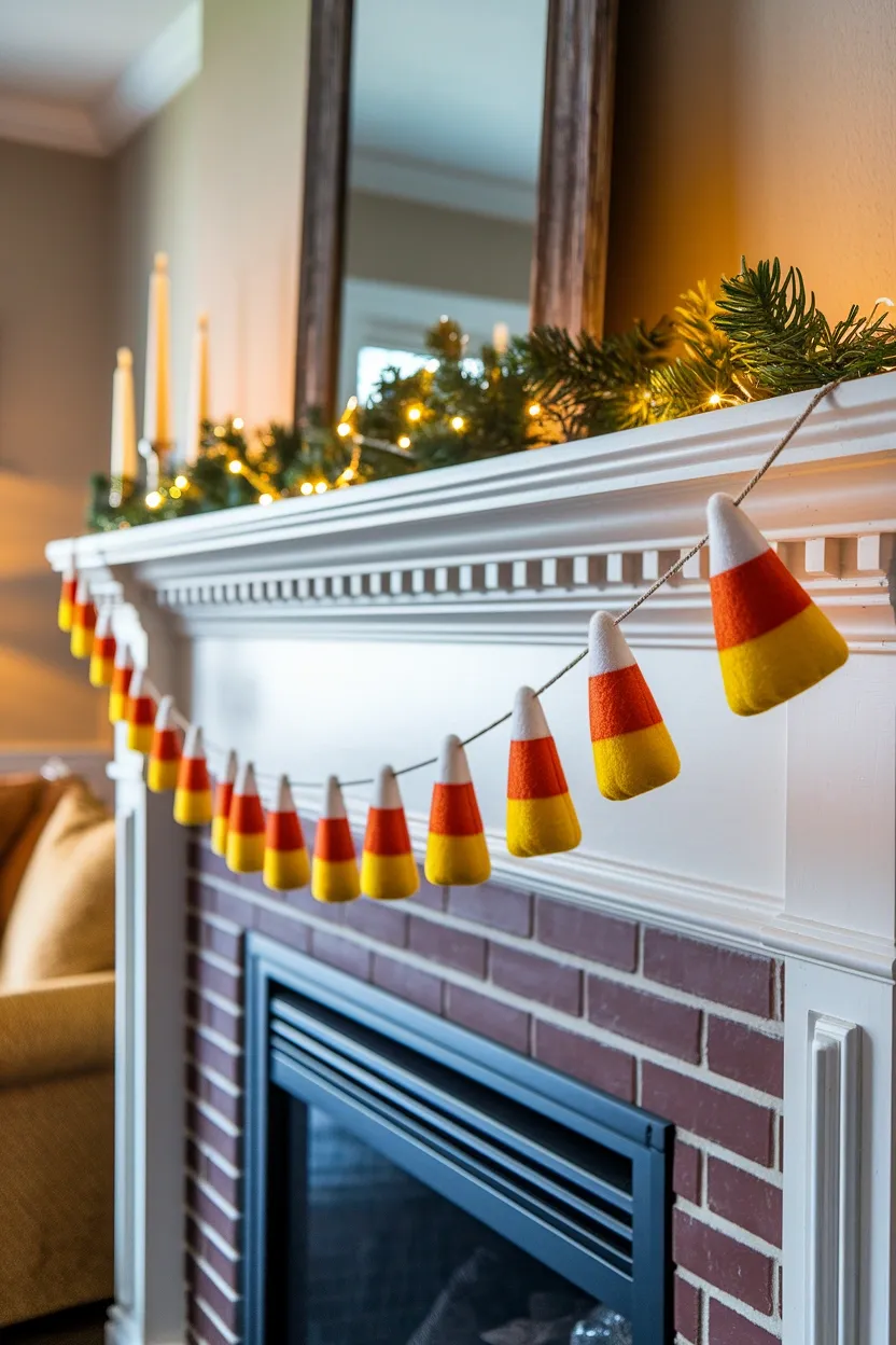 27 Whimsical Halloween Decor Ideas for a Fun Spooky Season 9 Candy Corn Garland