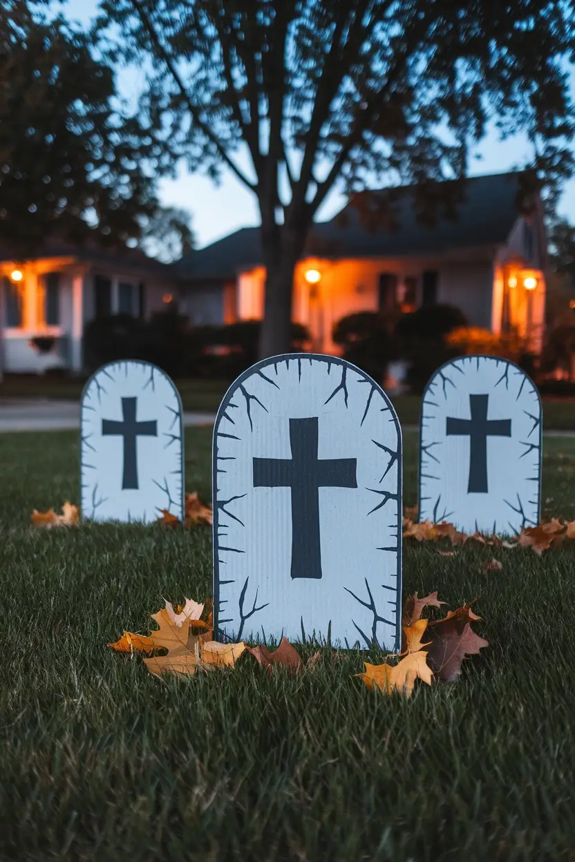 30 DIY Halloween Crafts That Pack More Punch Than Dracula’s Espresso 22 Cardboard Tombstone Cutouts