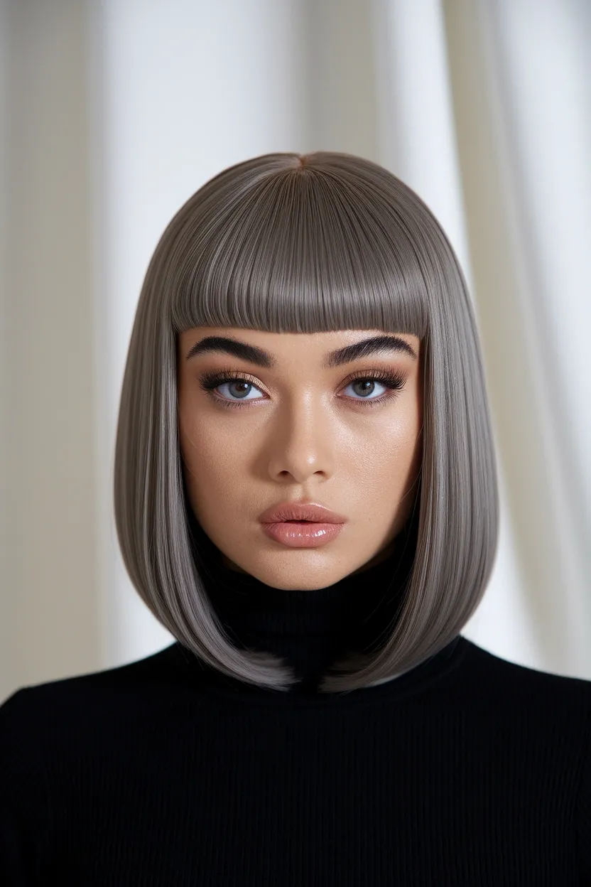 26 Flattering Haircuts for Women With Chubby Round Faces 9 Center Part Cut