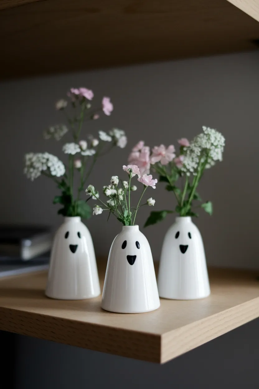 41 Halloween Crafts for Adults 41 Ceramic Ghost Vase Set