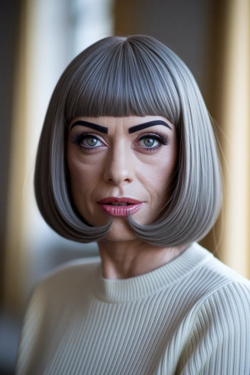50 Gorgeous Hairstyles for Women Over 60 25 Chic Bob With Fringe