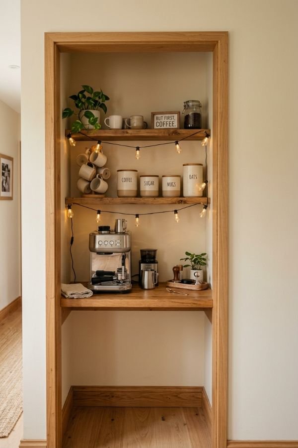 25 Genius DIY Coffee Bar Ideas for Your Home 5 Closet Coffee Bar Conversion