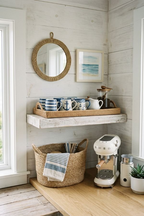 25 Genius DIY Coffee Bar Ideas for Your Home 22 Coastal Coffee Bar Corner