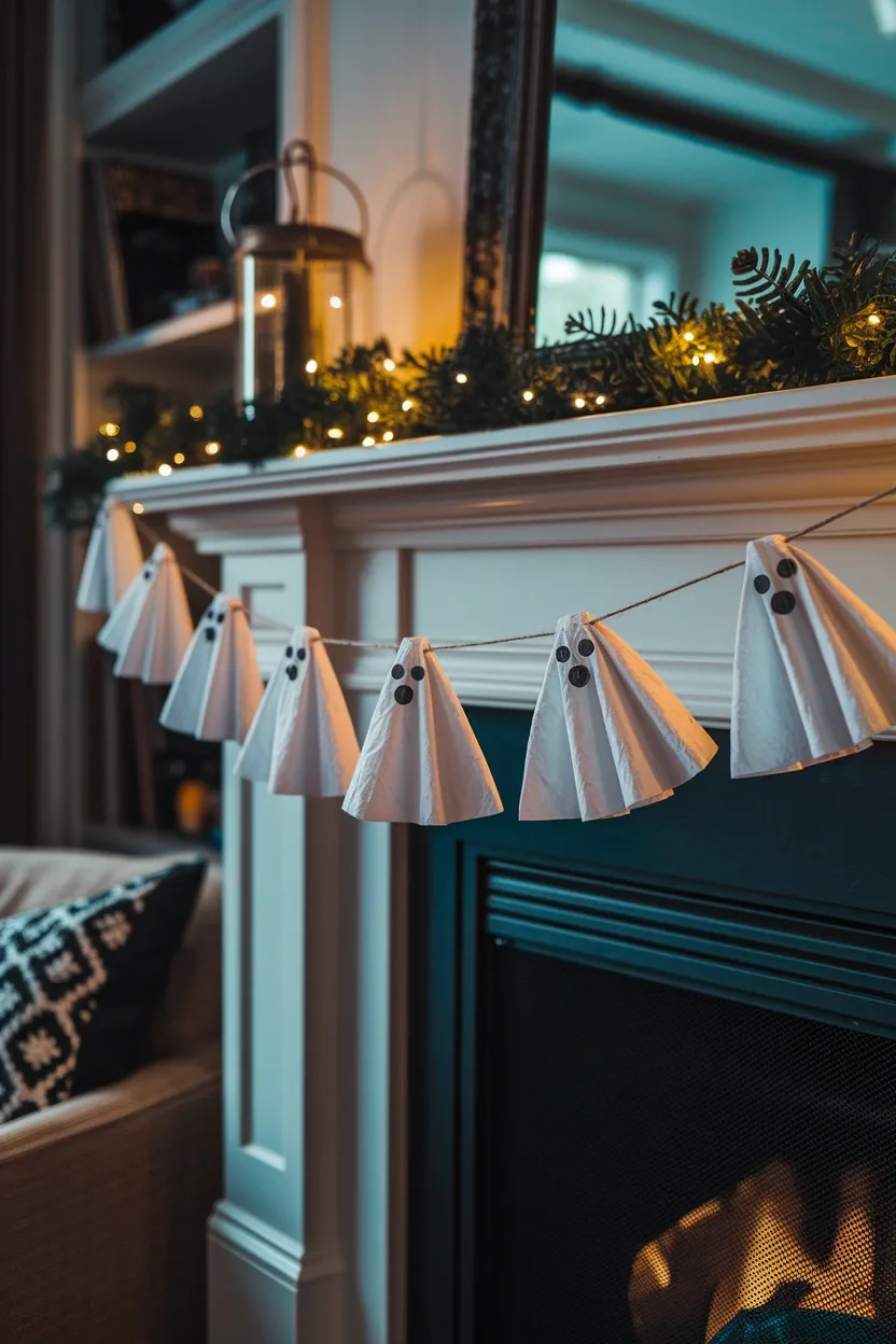 27 DIY Halloween Decorations You Can Make With Things You Already Own 18 Coffee Filter Ghost Garland