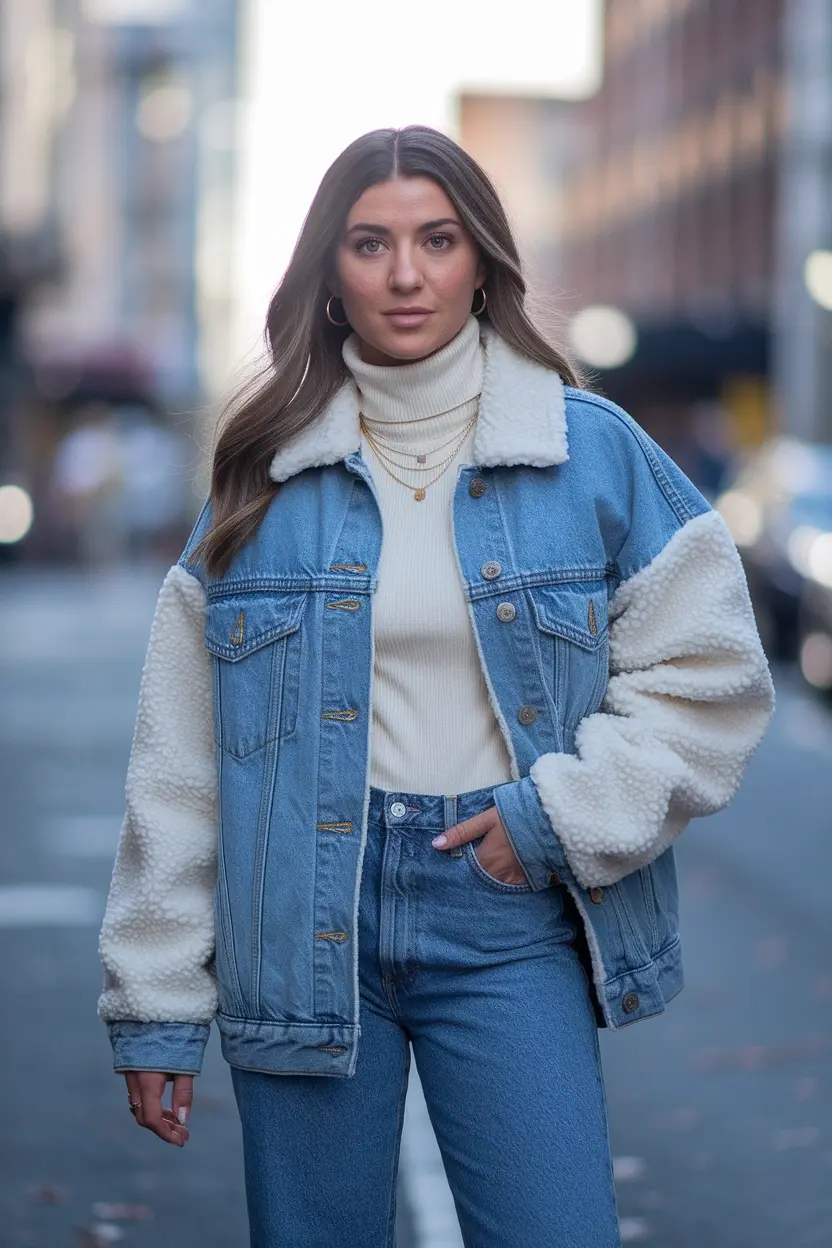 25 Fall Outfits 2026 for a Chic and Cozy Autumn Look 22 Cozy Denim Shacket