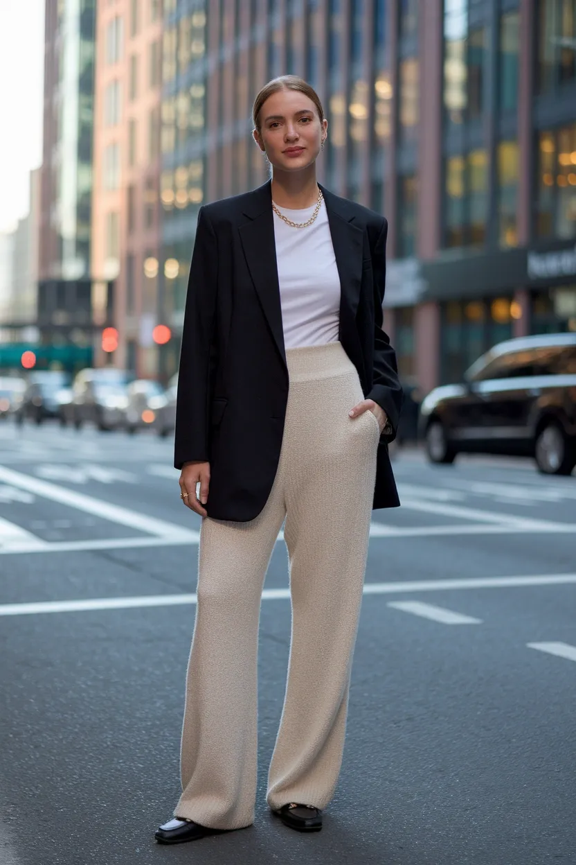 25 Fall Outfits 2026 for a Chic and Cozy Autumn Look 5 Cozy Lounge Pants Blazer