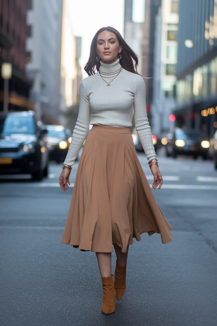 25 Fall Outfits 2026 for a Chic and Cozy Autumn Look 16 Cozy Turtleneck Midi