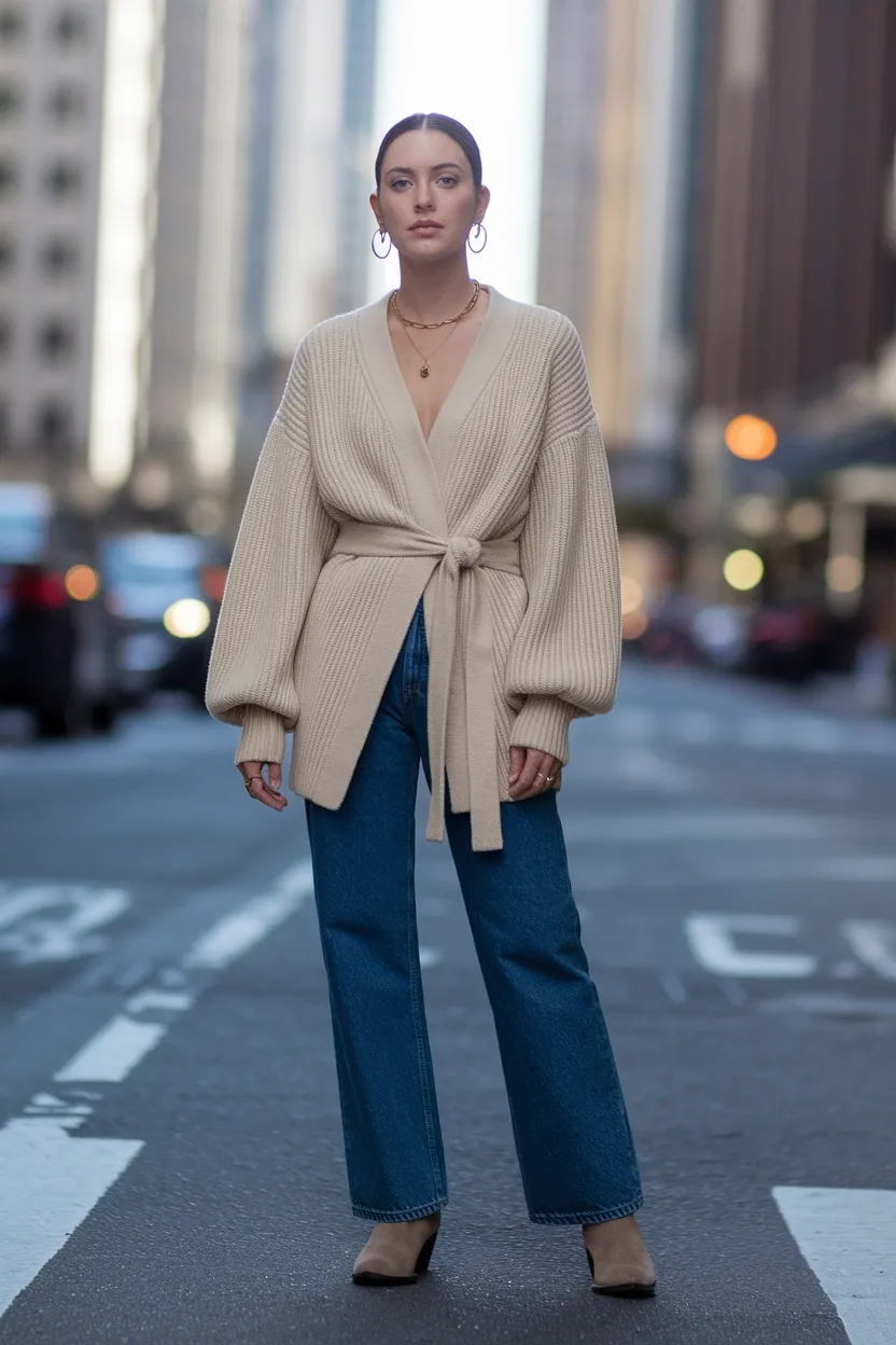 25 Fall Outfits 2026 for a Chic and Cozy Autumn Look 12 Cozy Wrap Cardigan
