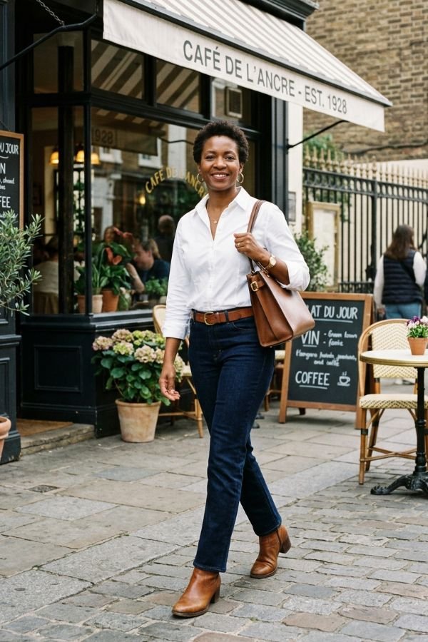 25 Stylish Outfits for Women Over 40 4 Crisp White Shirt Outfit