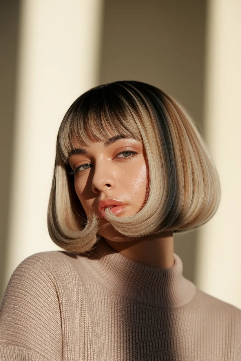 28 Short Haircuts for Women With Round Chubby Faces 14 Curtain Bangs Bob 2