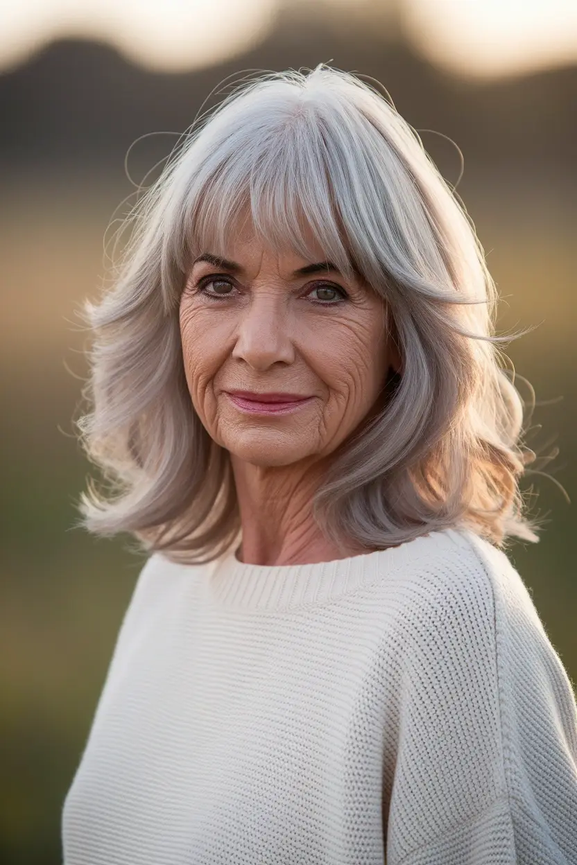 50 Gorgeous Hairstyles for Women Over 60 5 Curtain Bangs Mature Women