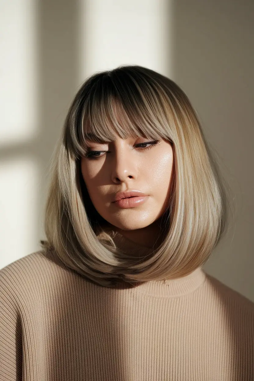 24 Best Haircuts for Women With Round Faces to Try 17 Curtain Fringe Lob 2