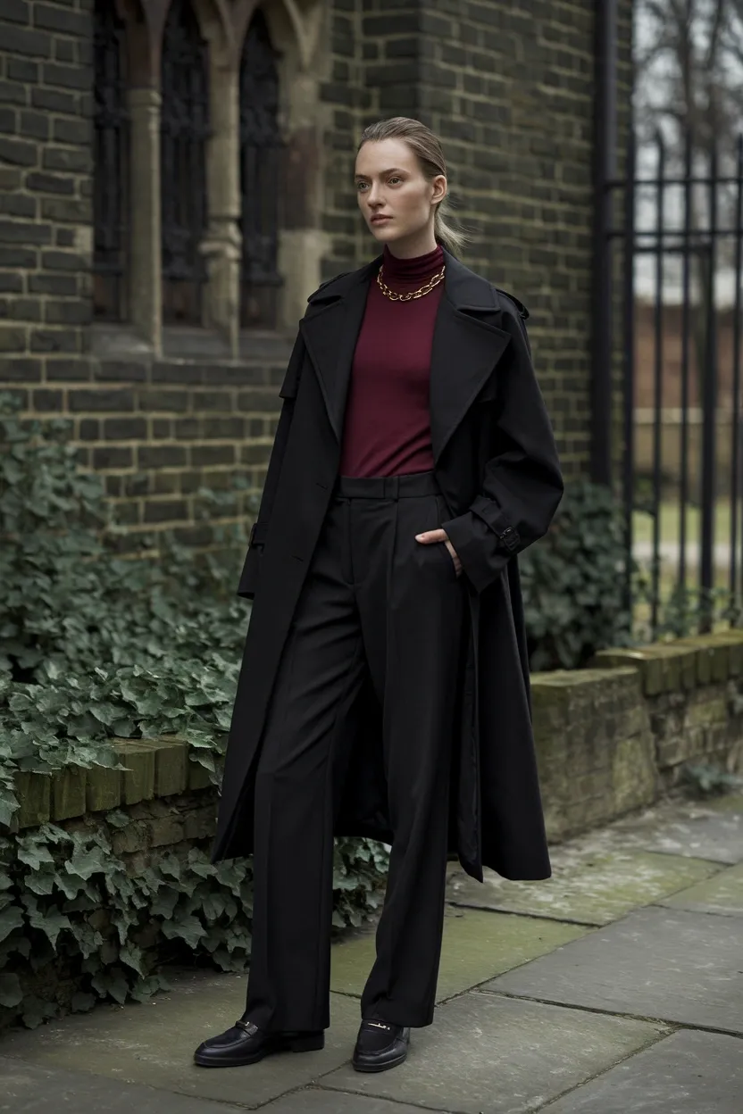 29 Stylish Fall Outfit Ideas for 2026 18 Dark Academia Trench Look