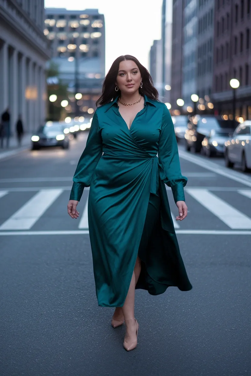 27 Flattering Outfit Ideas for Chubby Girls 19 Date Night Wrap Dress