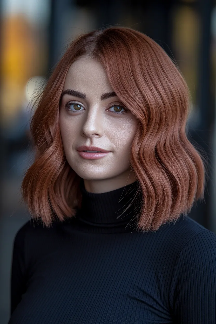 24 Flattering Fall Haircuts for Chubby Faces in 2026 23 Dimensional Copper Lob