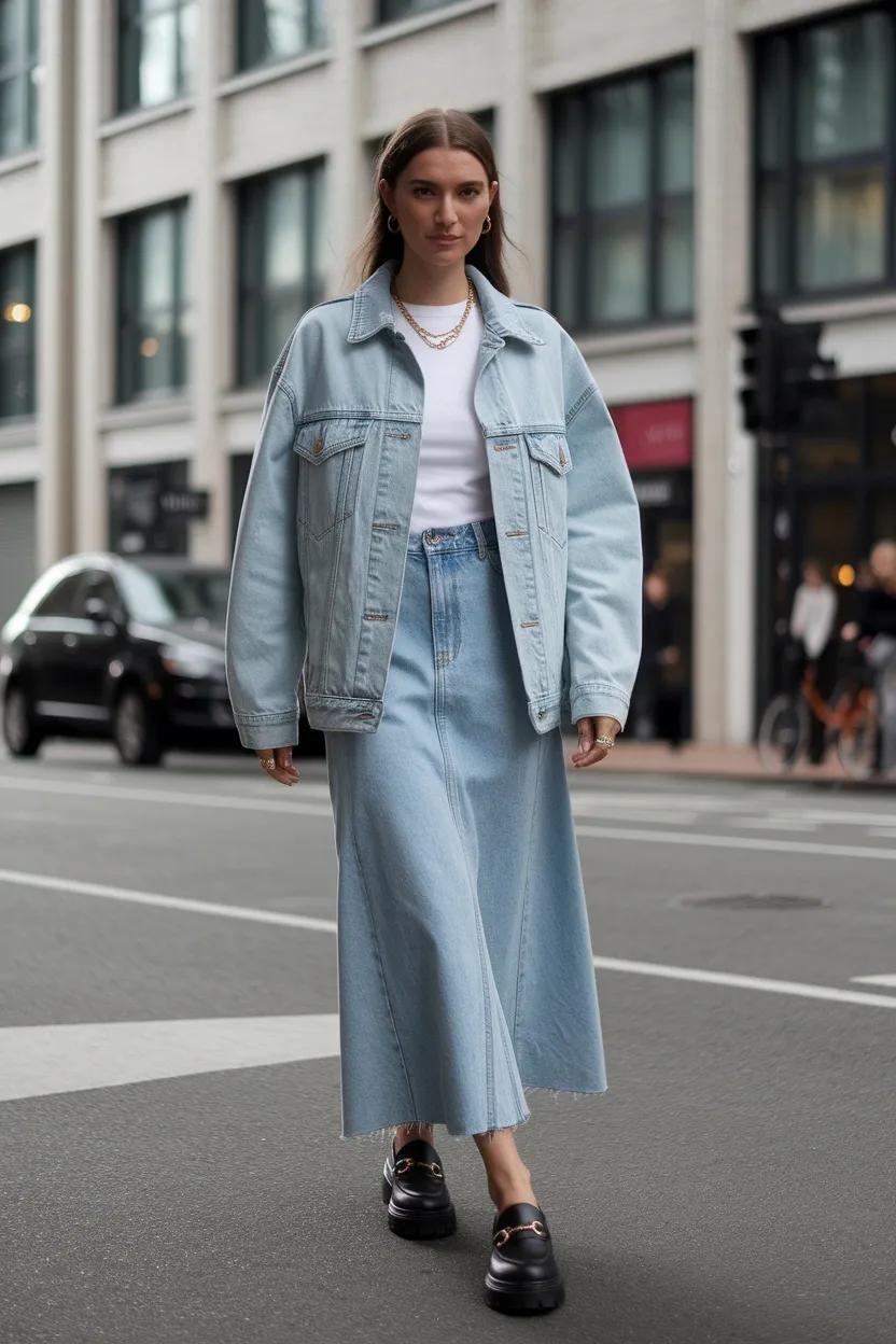 29 Stylish Fall Outfit Ideas for 2026 10 Double Denim Chic Set