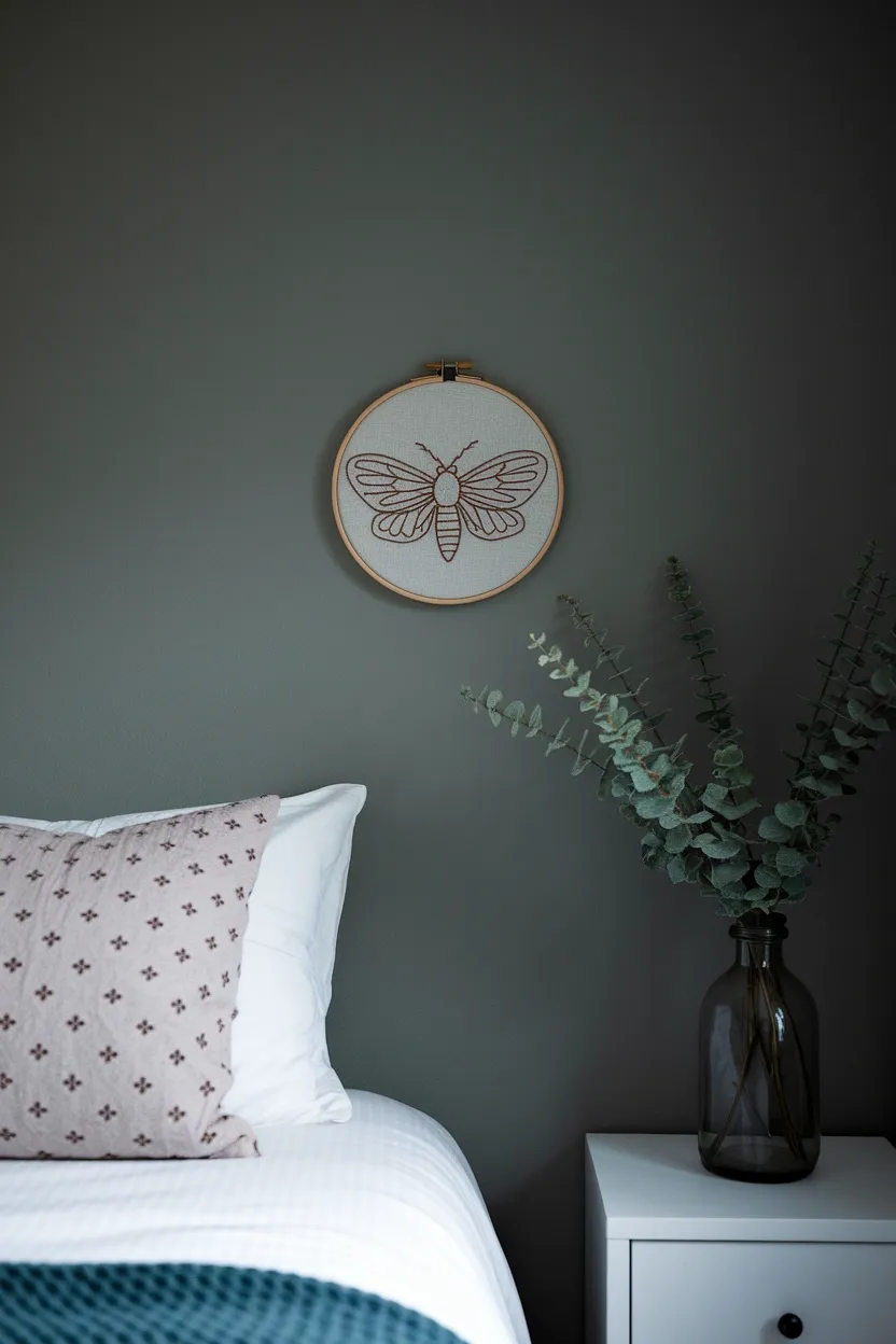 41 Halloween Crafts for Adults 9 Embroidered Moth Hoop