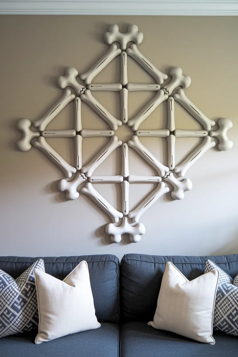 25 Unconventional Halloween Crafts for Adults 18 Faux Bone Wall Art