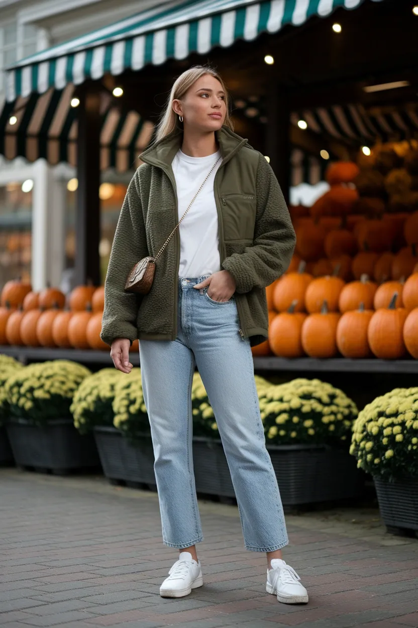 23 Casual Pumpkin Patch Outfit Ideas 6 Fleece Jacket Zip Up