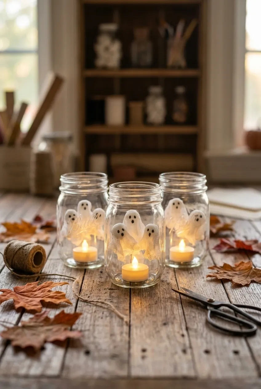 25 Spooky Season Halloween Crafts 3 Floating Ghost Jars