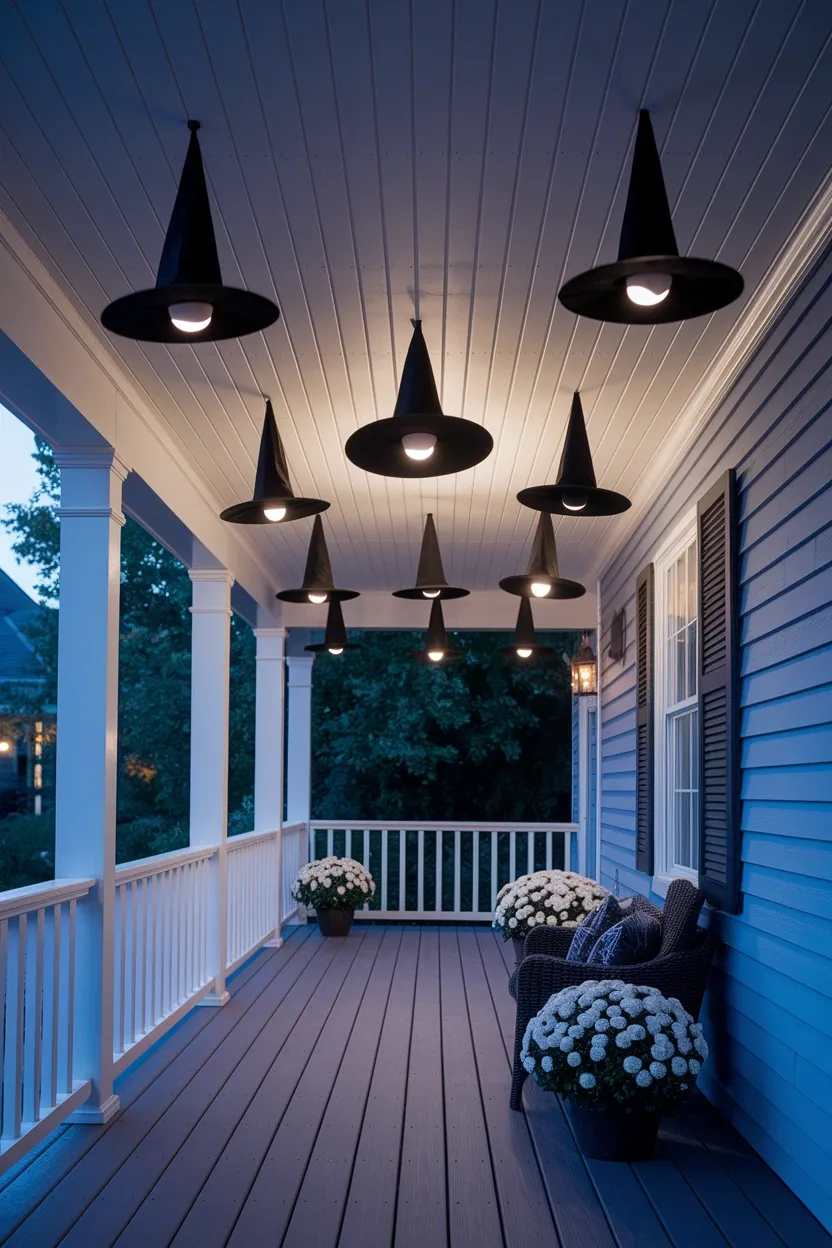 27 Outdoor Halloween Decor Trends to Try in 2026 14 Floating Hat Porch Canopy