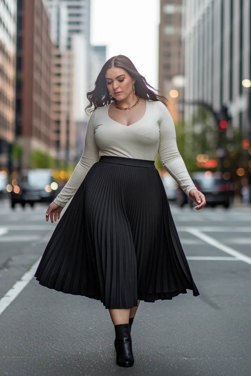 27 Flattering Outfit Ideas for Chubby Girls 25 Flowy Skirt Big Stomach