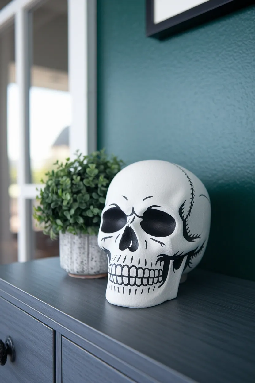 23 Cheap Dollar Store Halloween Decorations 21 Foam Skull Planter