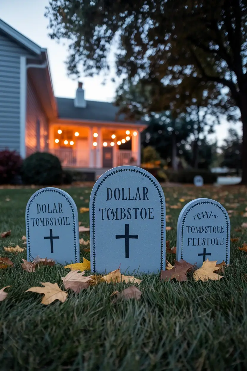 23 Cheap Dollar Store Halloween Decorations 12 Foam Tombstone Set