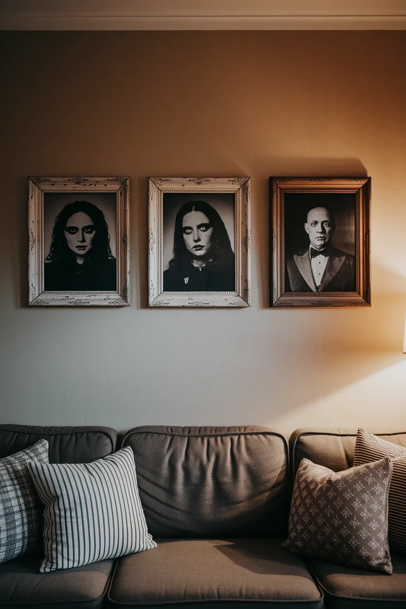 27 DIY Halloween Decorations You Can Make With Things You Already Own 16 Framed Spooky Portraits