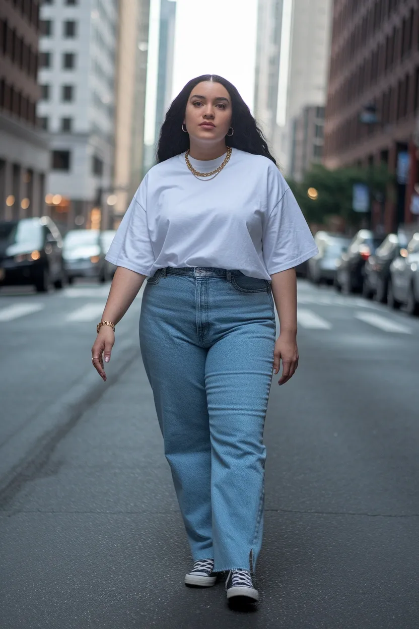 27 Flattering Outfit Ideas for Chubby Girls 8 French Tuck Denim Look