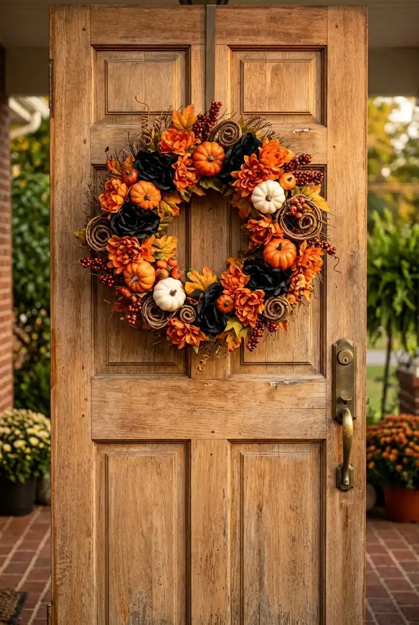 25 Spooky Season Halloween Crafts 9 Front Door Wreath