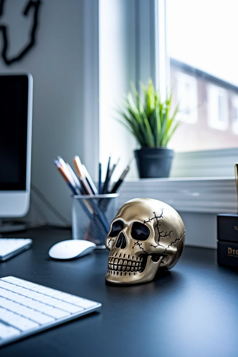 25 Unconventional Halloween Crafts for Adults 7 Gilded Skull Art