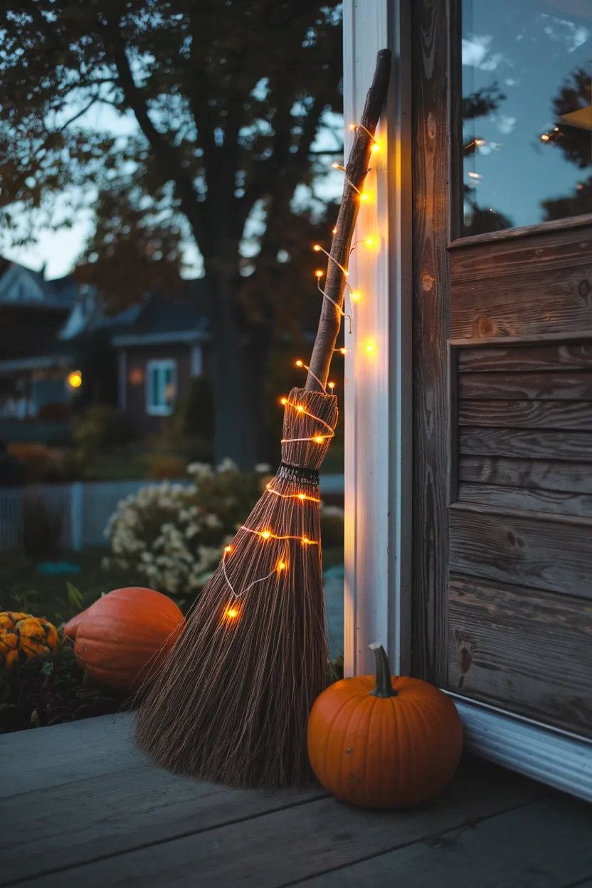 27 Light-Up Halloween Witch Decorations to Make Your Home Spooky 8 Glowing Witch Broom