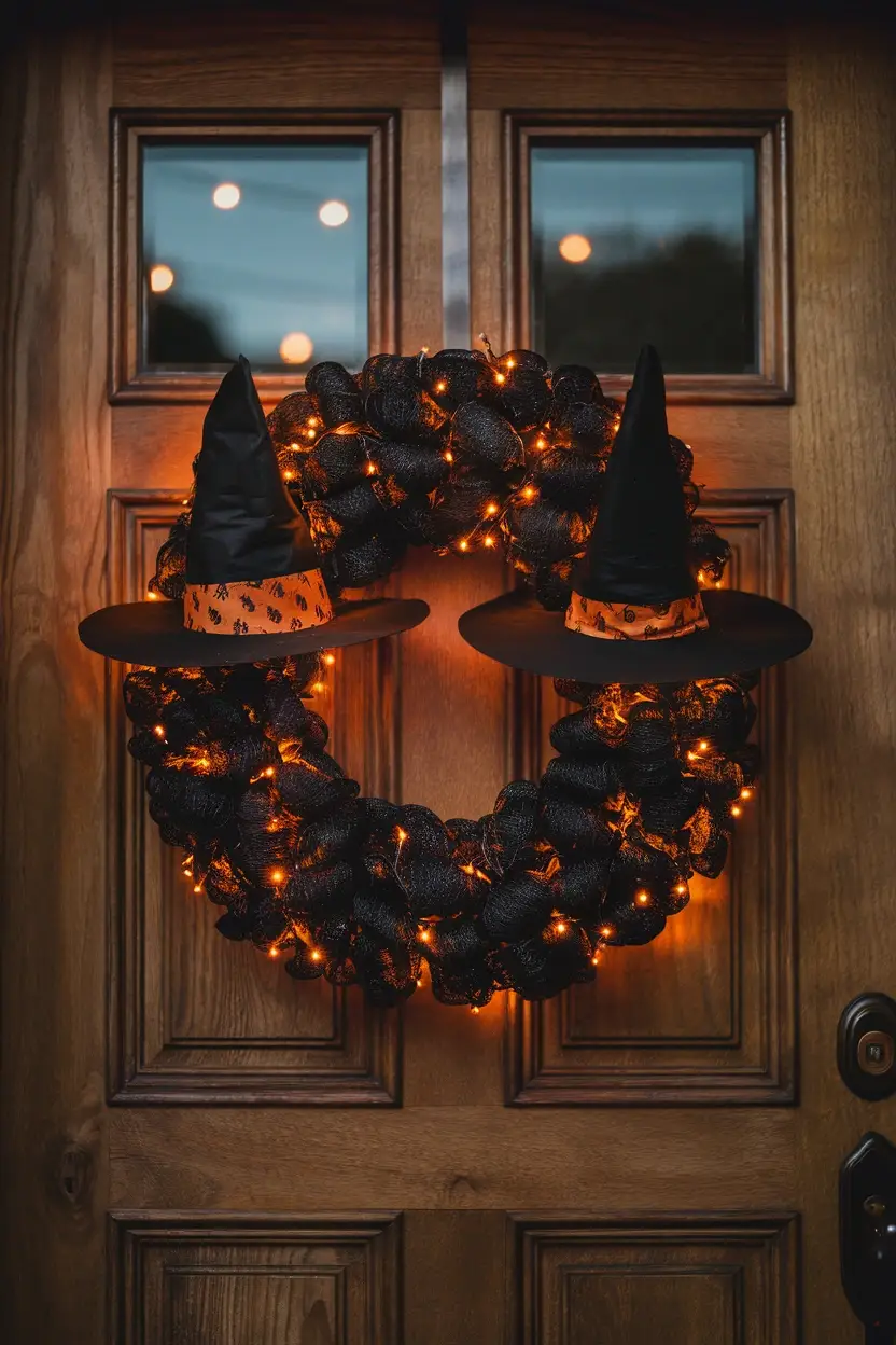 27 Light-Up Halloween Witch Decorations to Make Your Home Spooky 15 Glowing Witch Wreath