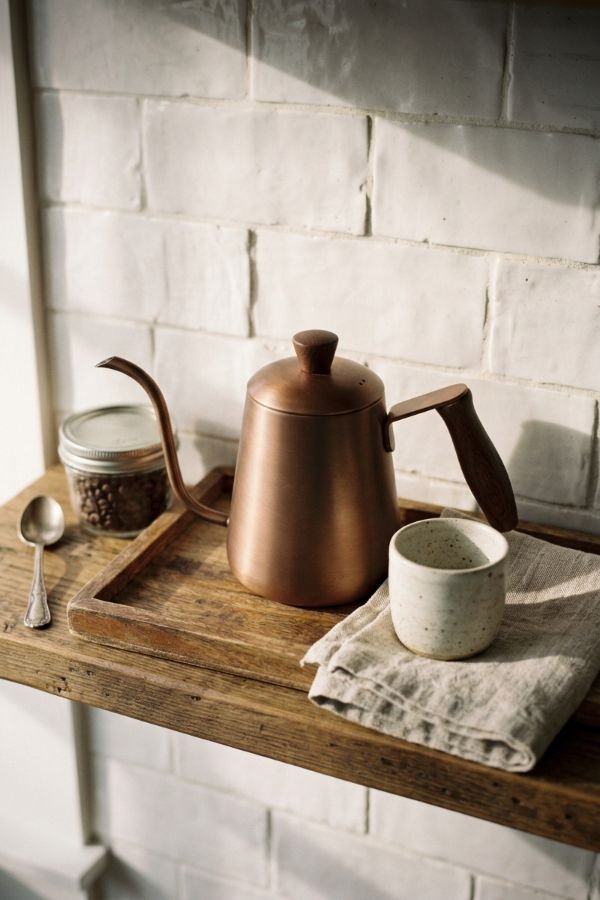 25 Genius DIY Coffee Bar Ideas for Your Home 15 Gooseneck Kettle Display
